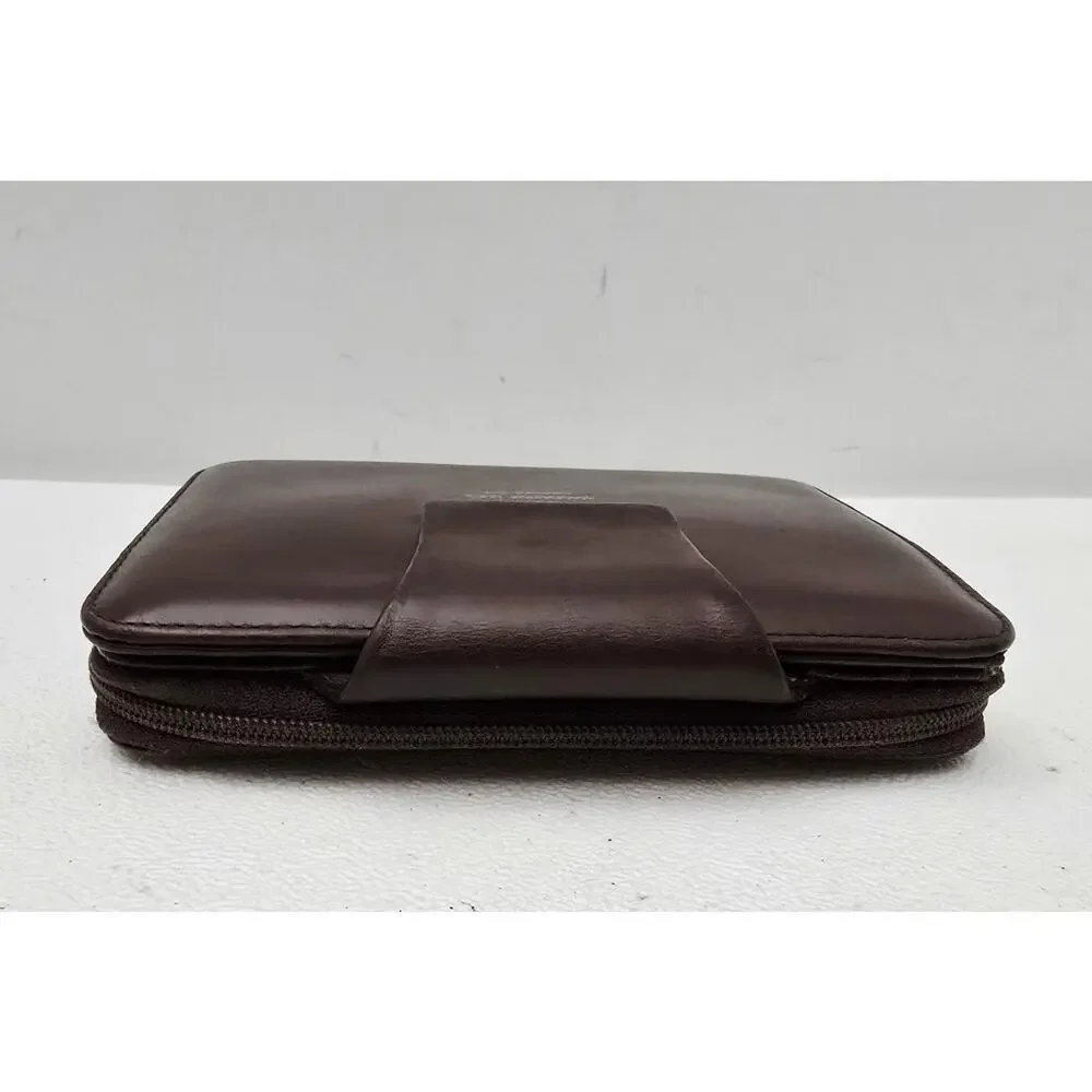 Mandarina Duck Bifold Zip Accordion Wallet Calfskin Leather Brown MD38